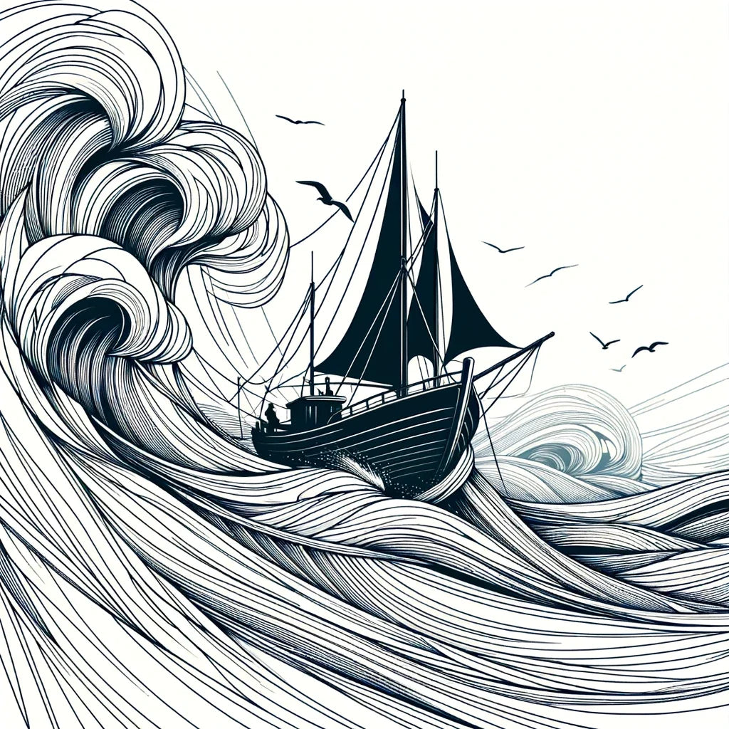 Resilient Waves Sketch Canvas