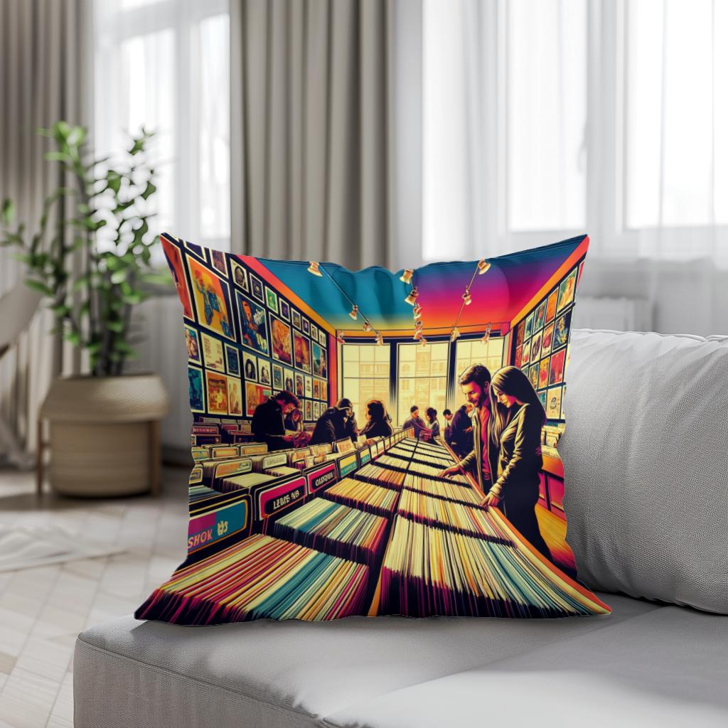 Vinyl Revival Cotton Cushion