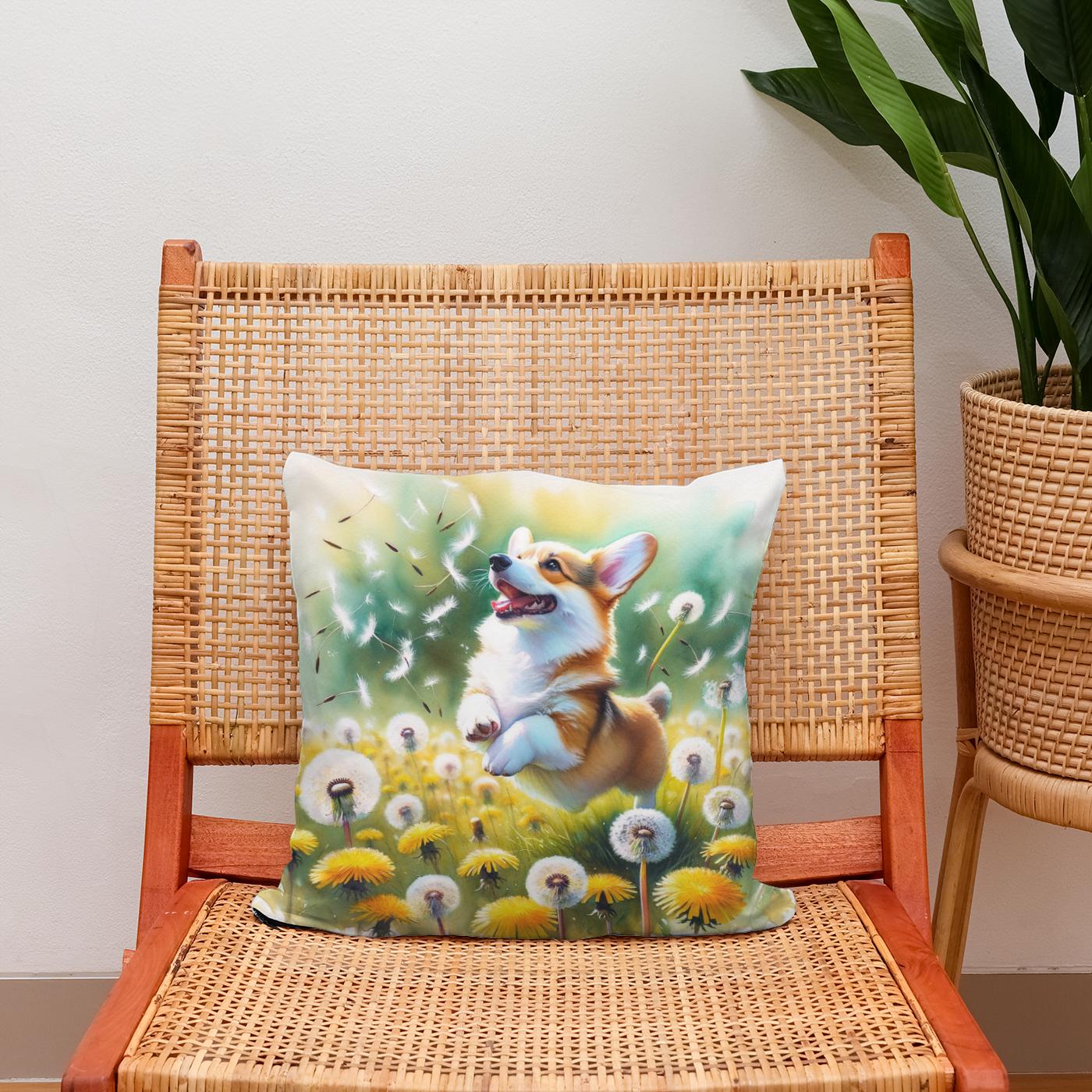 Corgi Whimsy Cotton Cushion