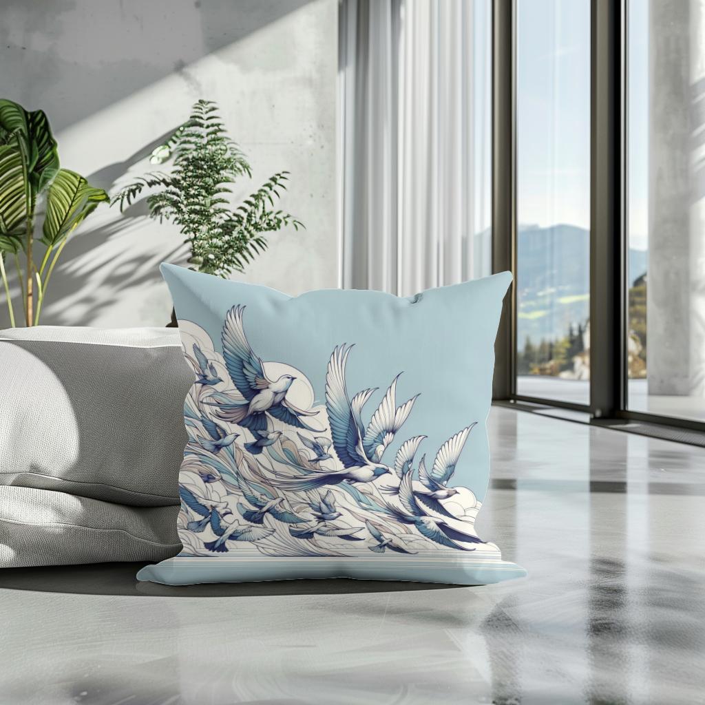 Avian Elegance Cotton Cushion
