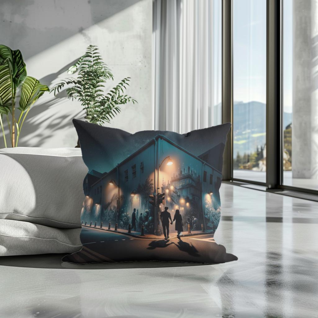 Midnight Mural Walk Cotton Cushion