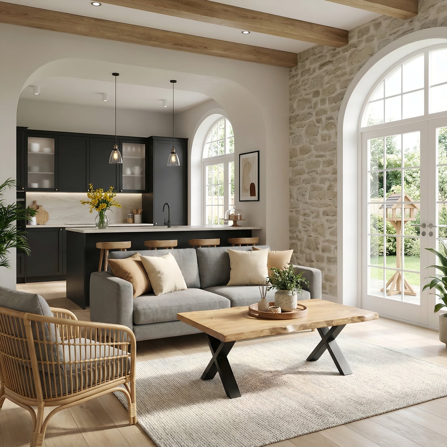 RITA Live / Waney Edge Coffee Table With Metal X Legs