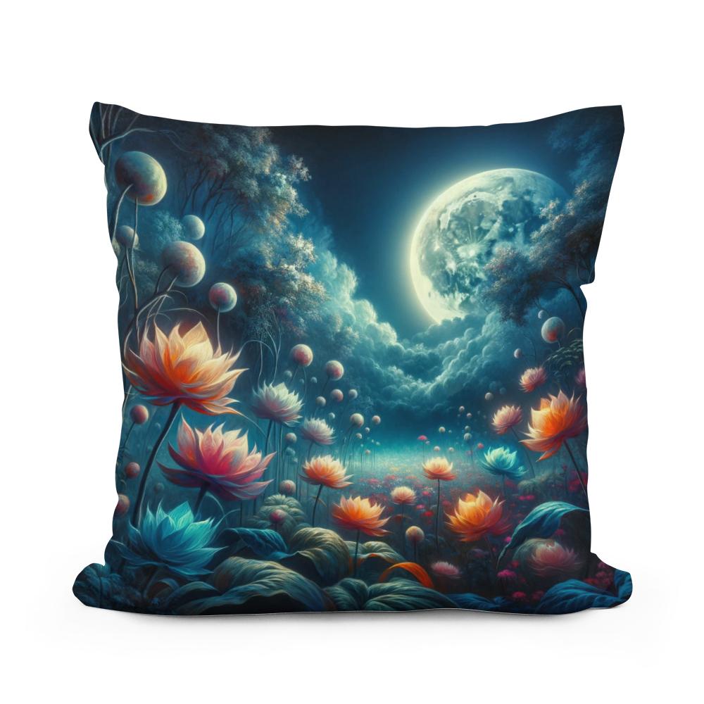 Mystic Moonlight Garden Cotton Cushion