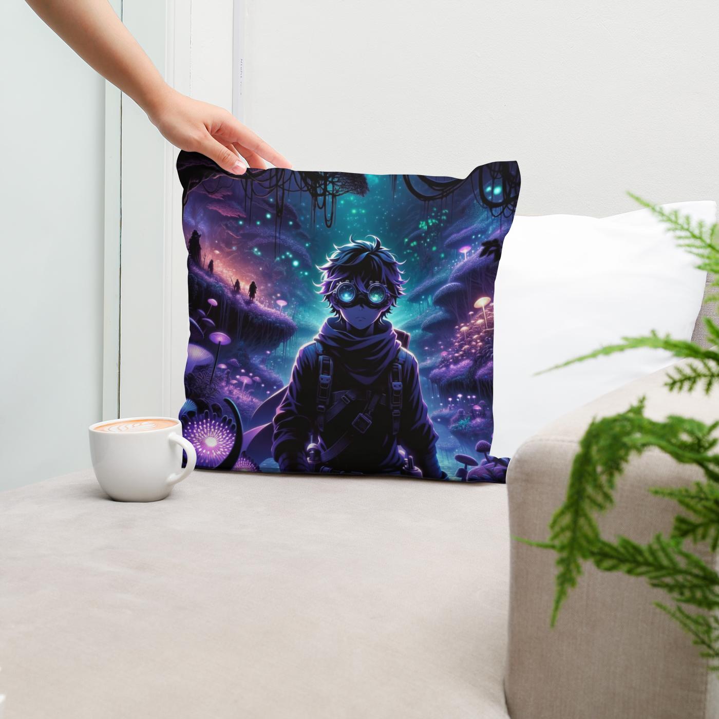 Bioluminescent Shadow Realm Cotton Cushion