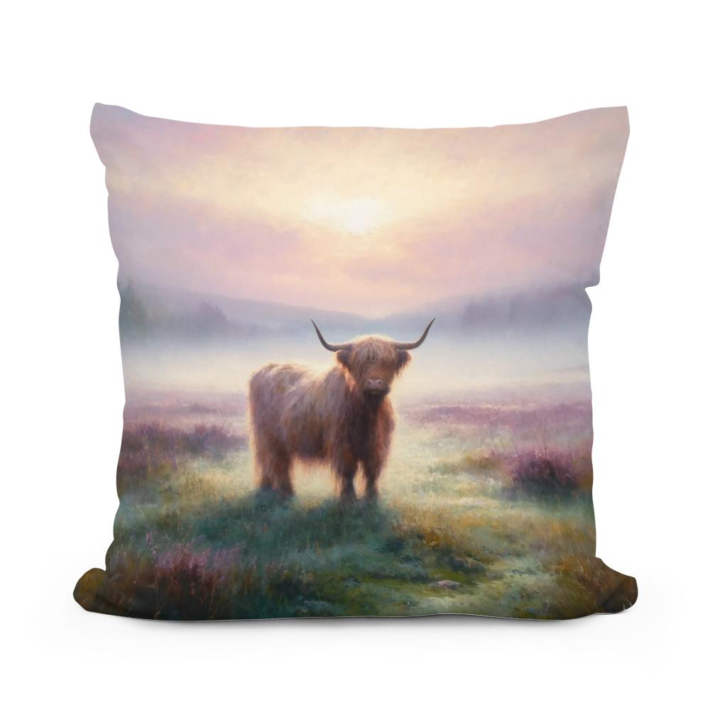 Highland Cow Dawn Cotton Cushion