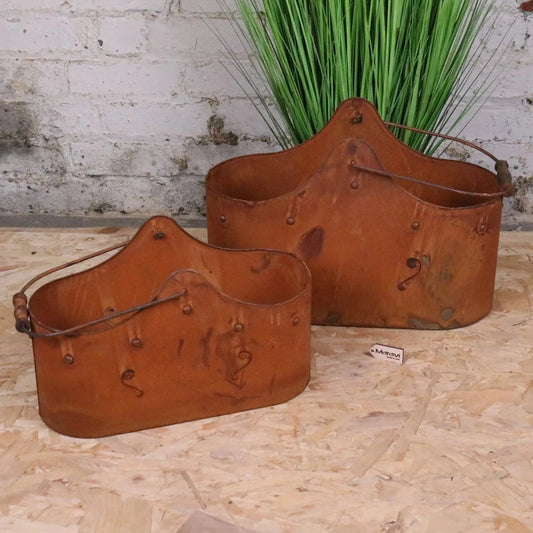 Rohira Basket Style Rusty Planters Set of 2