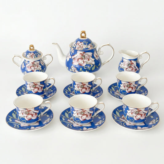 Rosewood Garden Tea Set - Service for 6 (15 Pieces)
