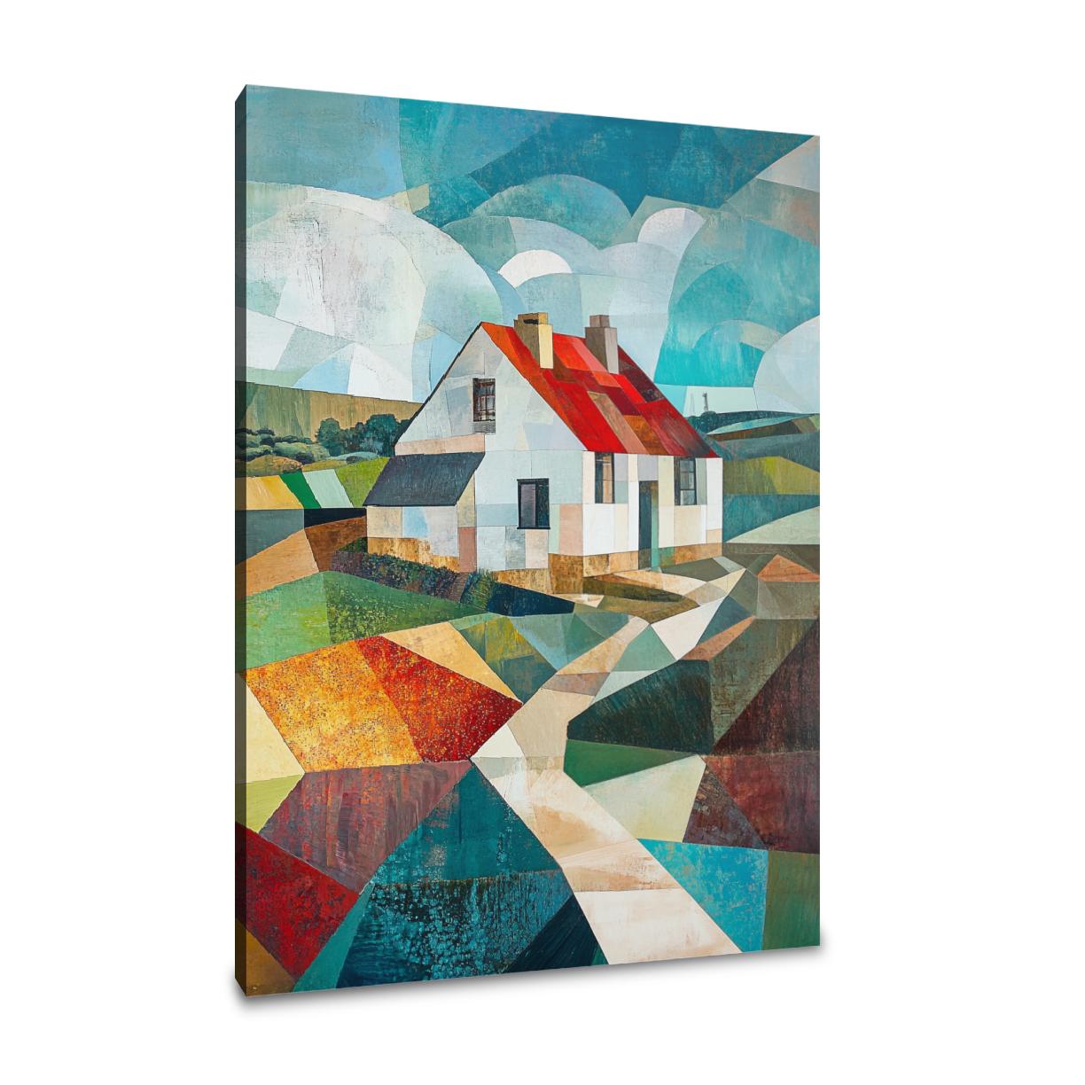 Geometric Countryside House Canvas