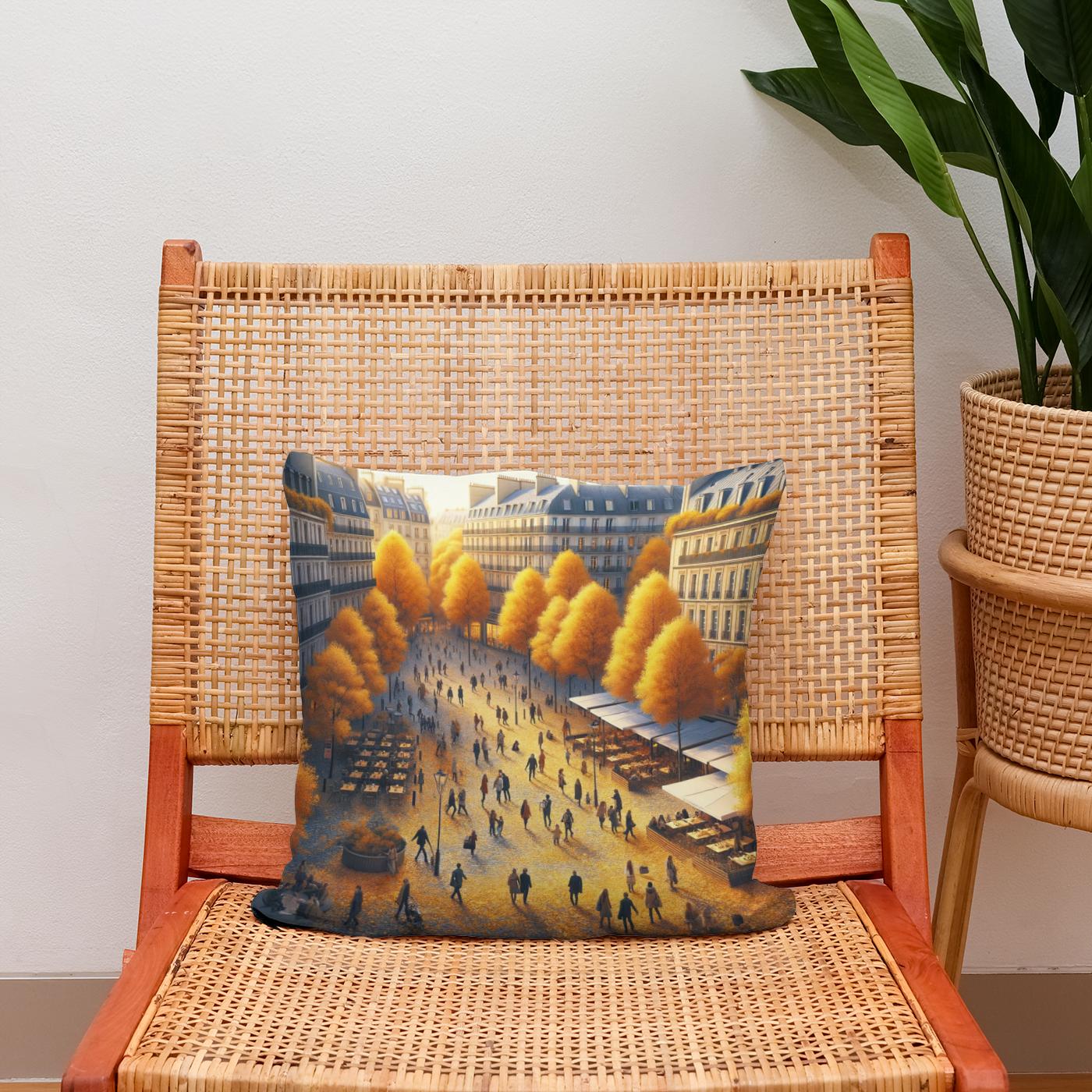 Autumn City Square Cotton Cushion
