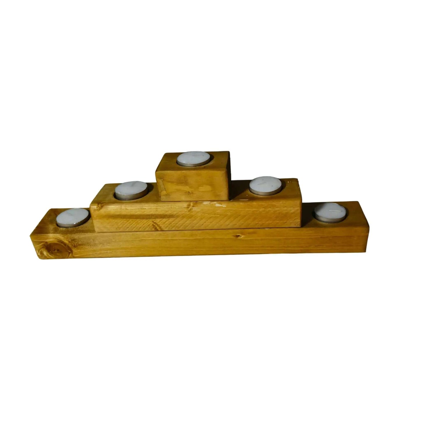 Rustic Wooded 3 tiered candle t-light holder