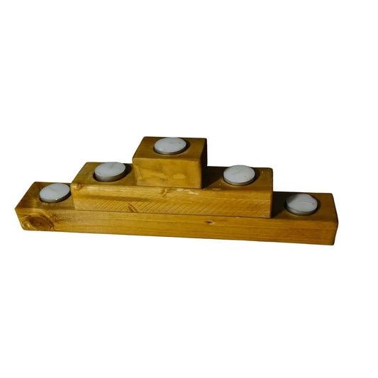 Rustic Wooded 3 tiered candle t-light holder