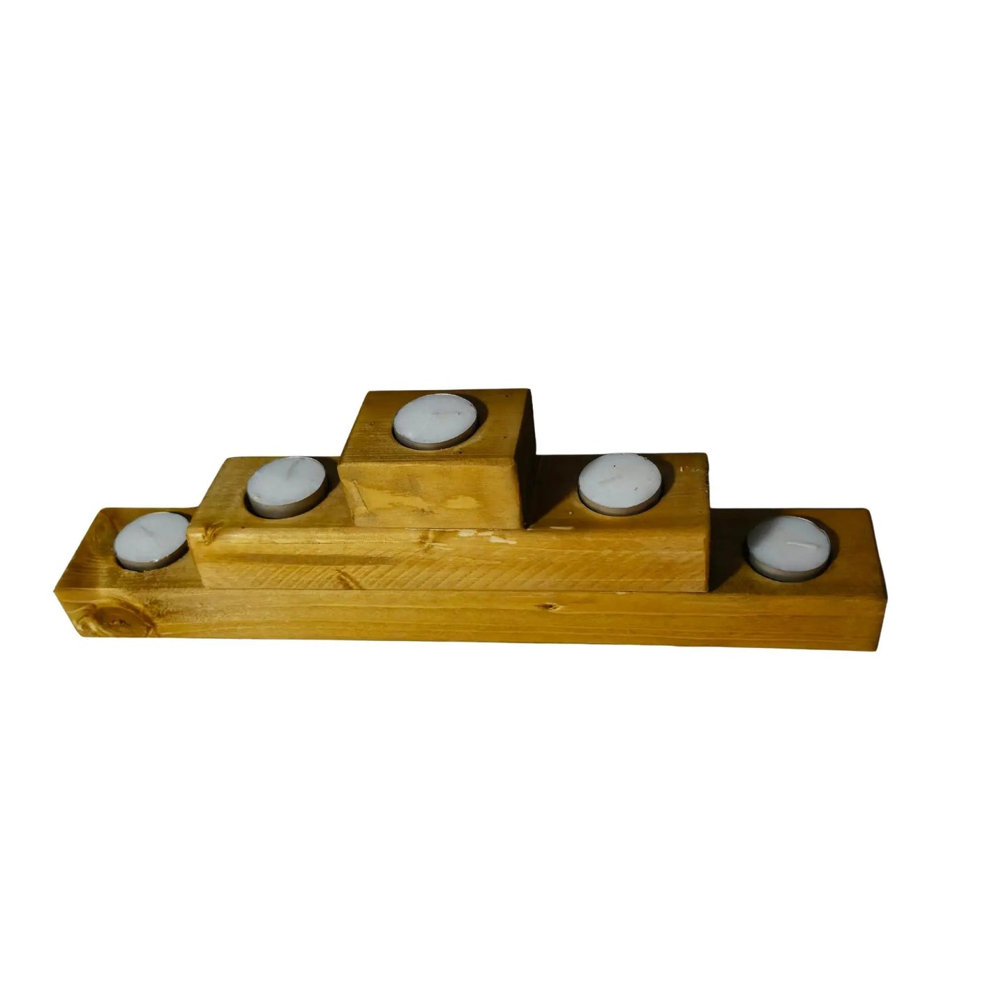 Rustic Wooded 3 tiered candle t-light holder