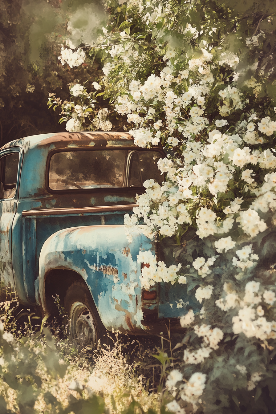 Rustic Pickup Floral Canvas