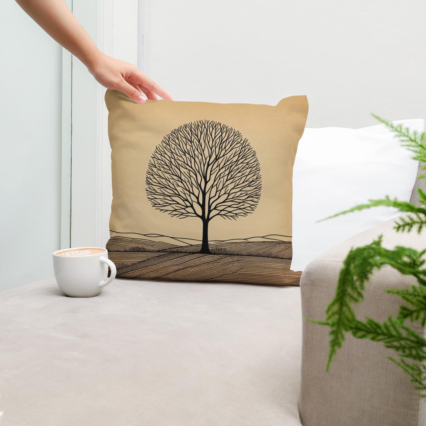 Silhouette Solace Tree Cotton Cushion
