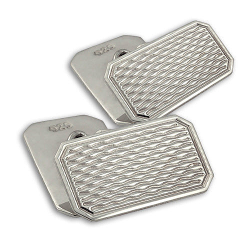 Sterling Silver Engine Turned Cufflinks