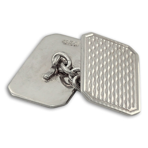 Sterling Silver Engine Turned Cufflinks