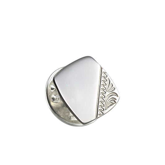 Sterling Silver Engraved Square Tie Tack