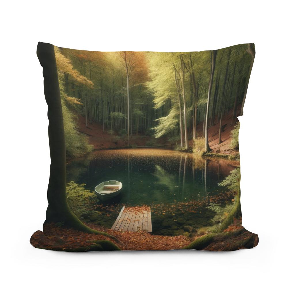 Autumn Pond Solitude Cotton Cushion