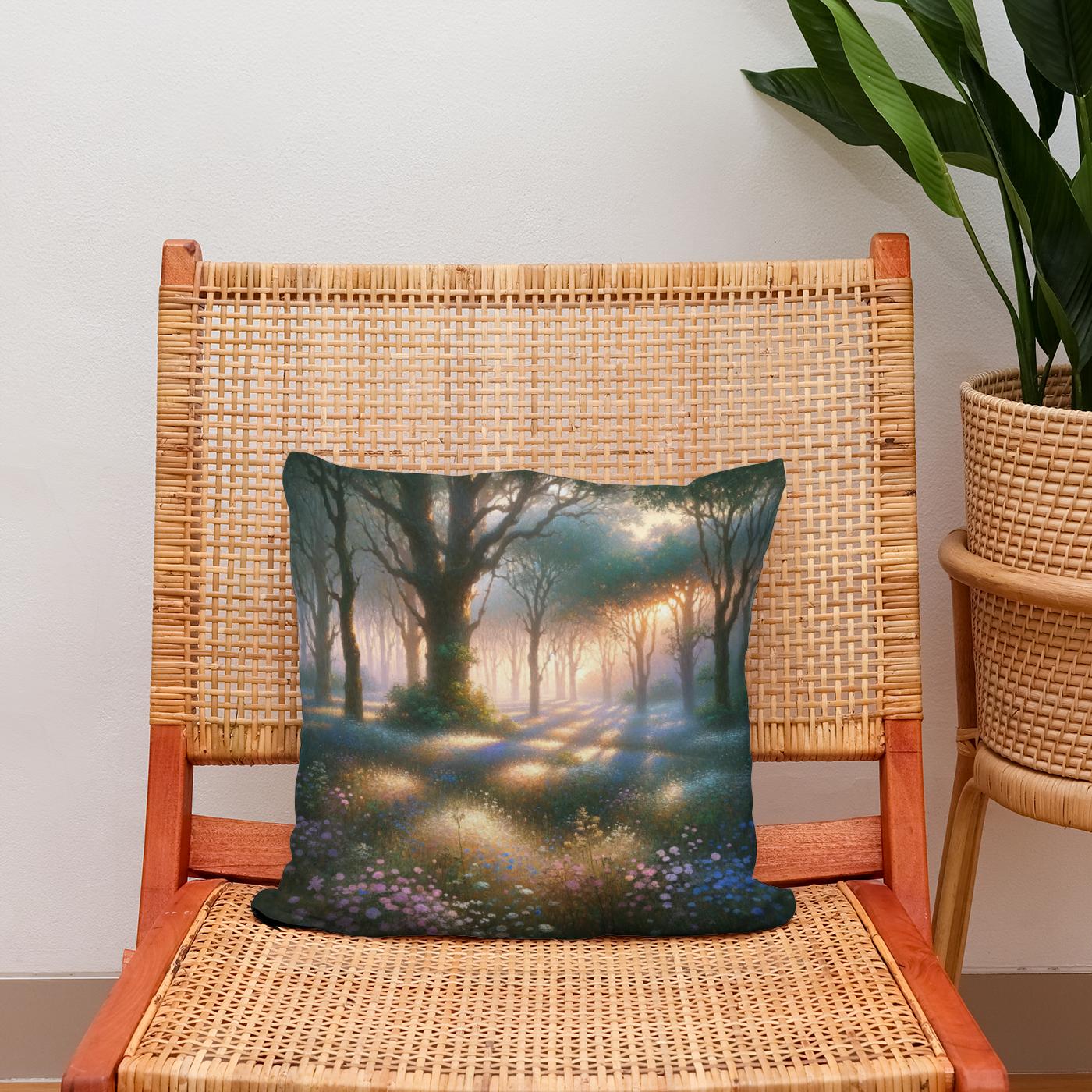 Dawn's Tranquil Glade Cotton Cushion