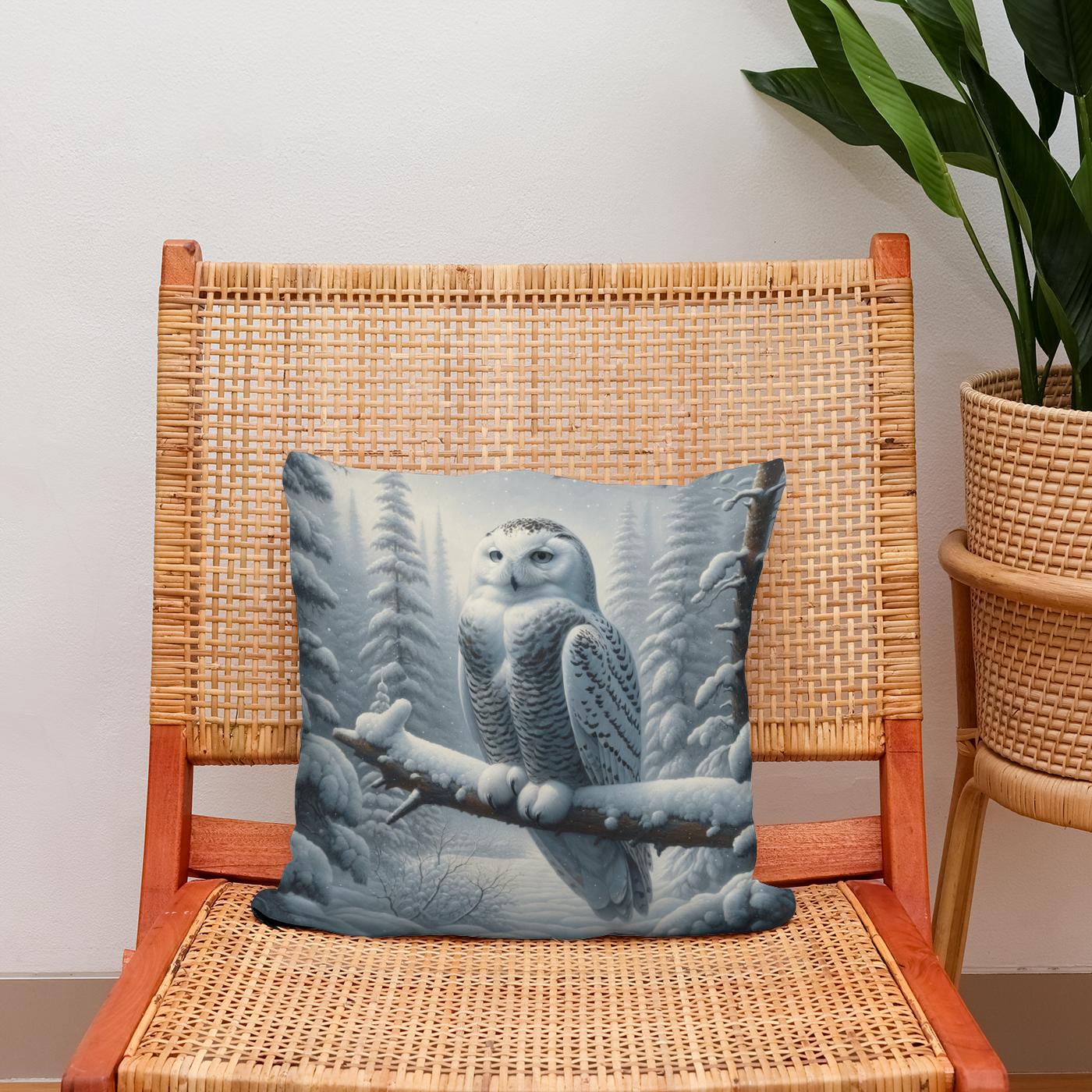 Winter Owl Solitude Cotton Cushion