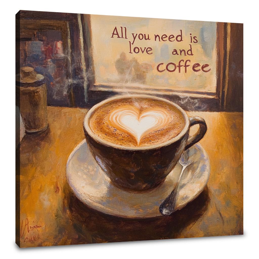 Love & Coffee Heart Canvas