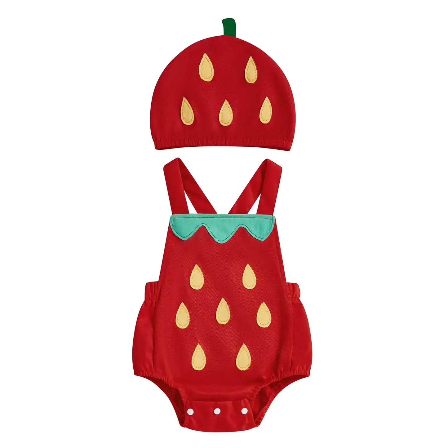 Baby Fruit Overalls Romper with Hat