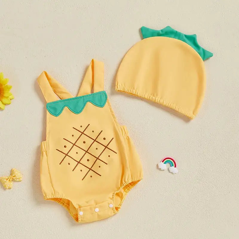 Baby Fruit Overalls Romper with Hat