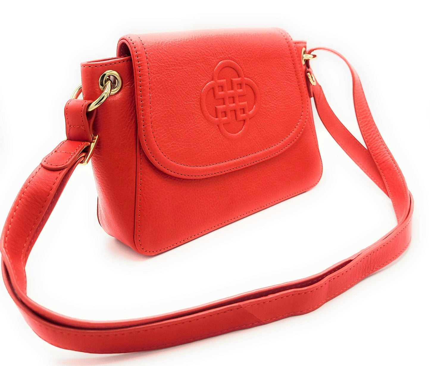 SADDLER EMMA  Real Leather Designer Flapover Handbag with Ring Detail