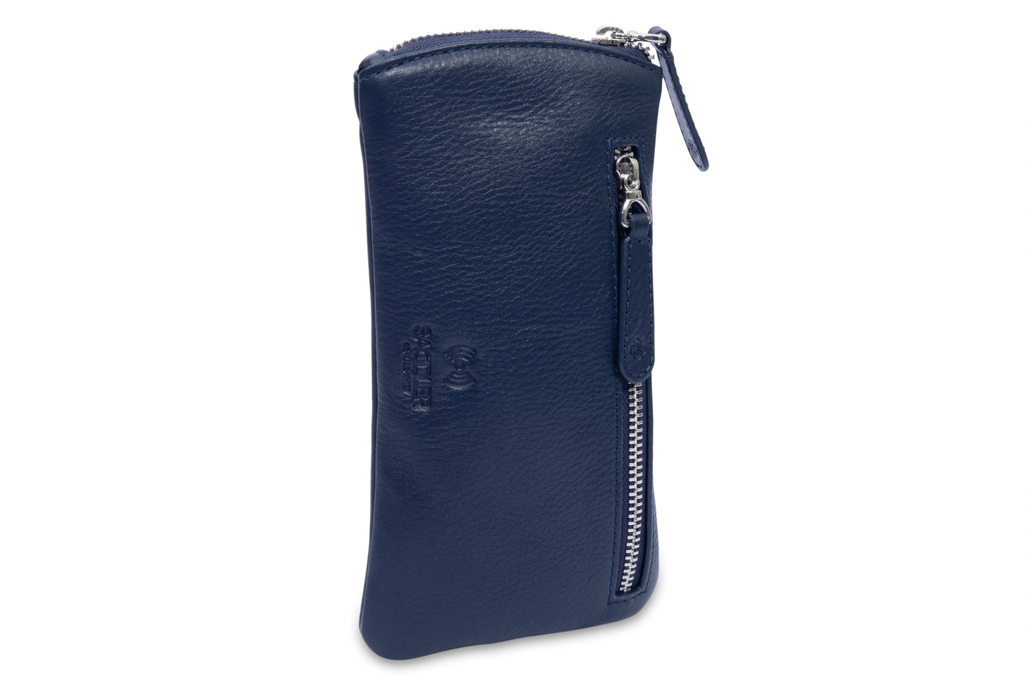 SADDLER "Mabel" Zip Top Real Leather Glasses Case with Card Holder (Gift Boxed)