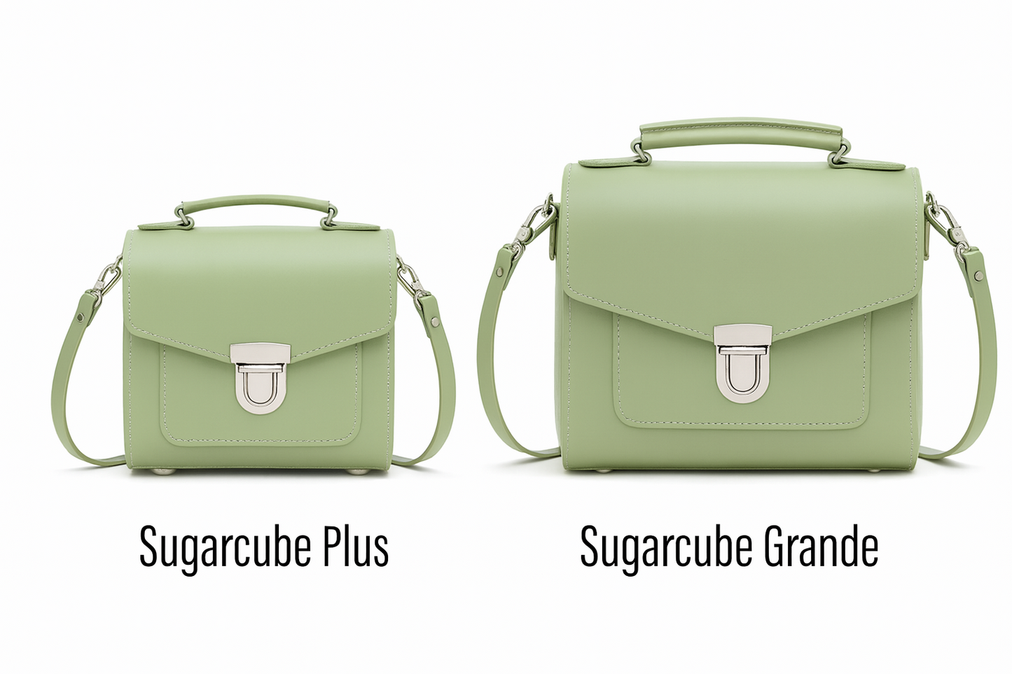 Handmade Leather Sugarcube Handbag - Sage - Green