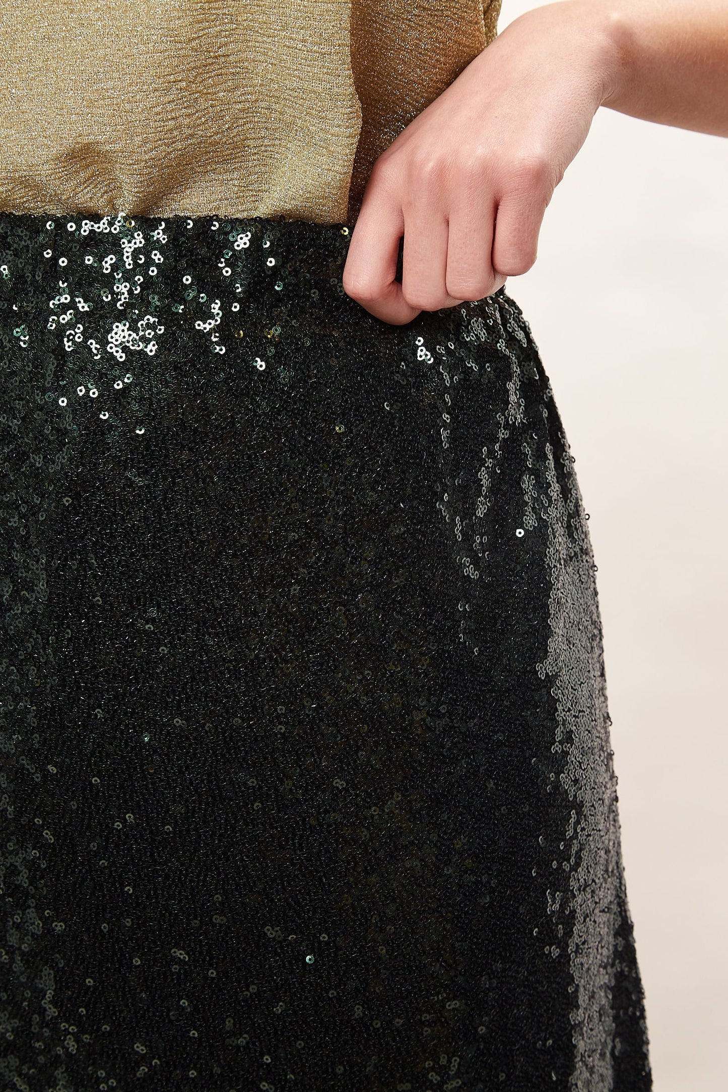Louche Saro Sequin Midi Skirt - Green