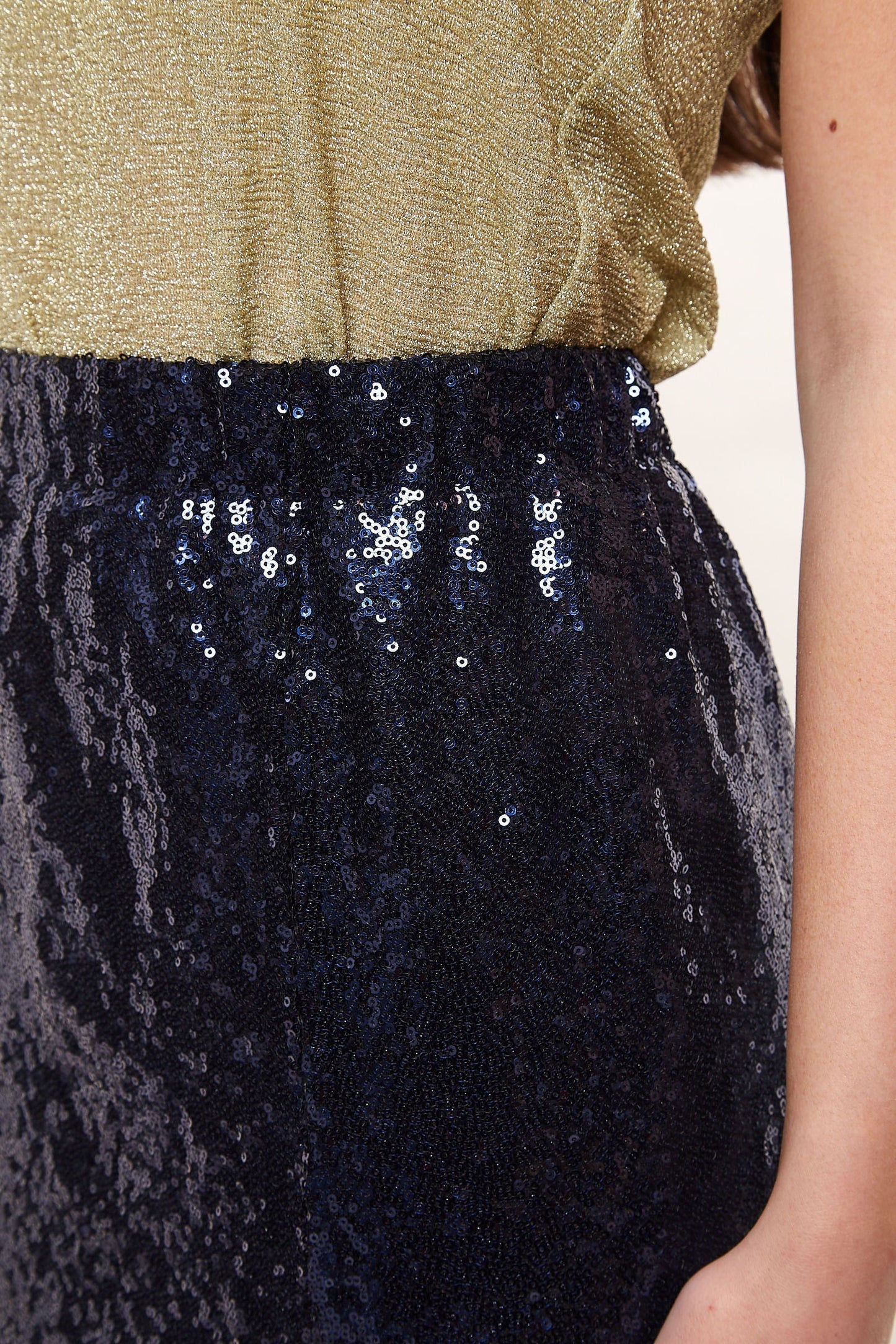 Louche Saro Sequin Midi Skirt - Navy