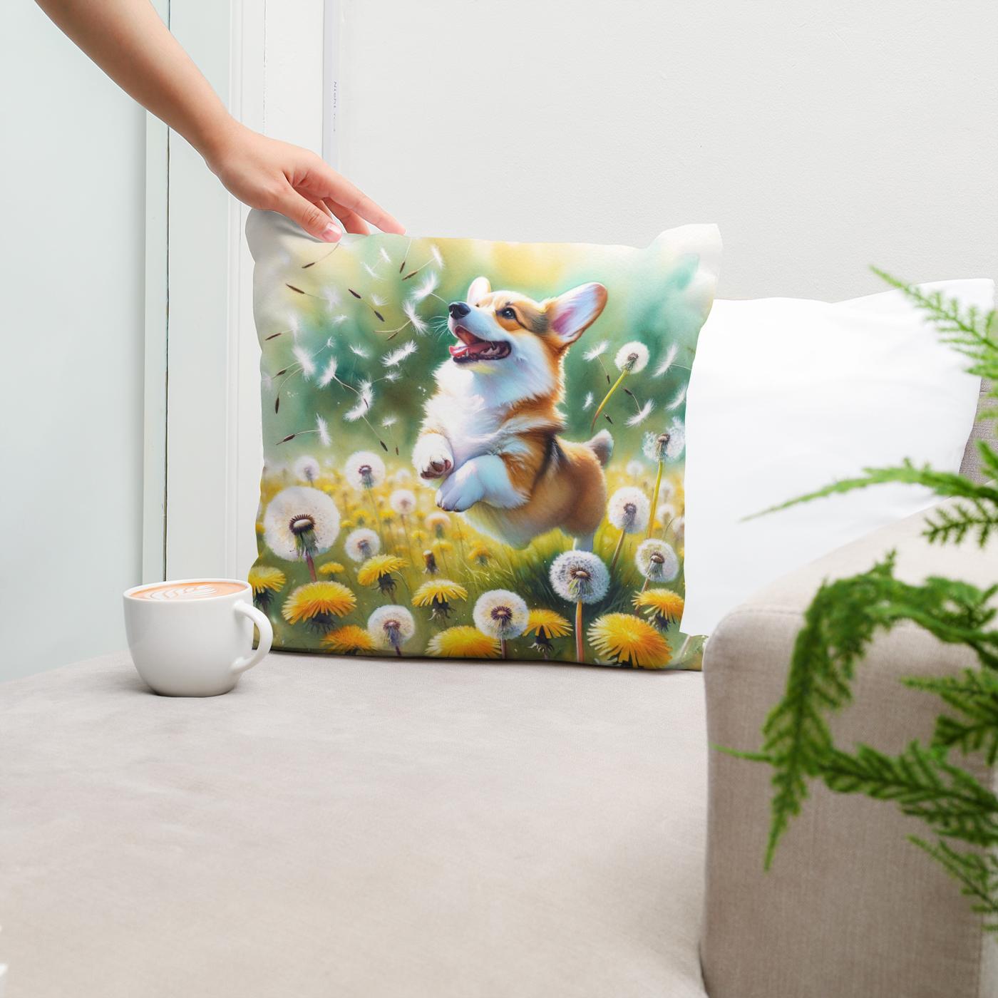 Corgi Whimsy Cotton Cushion