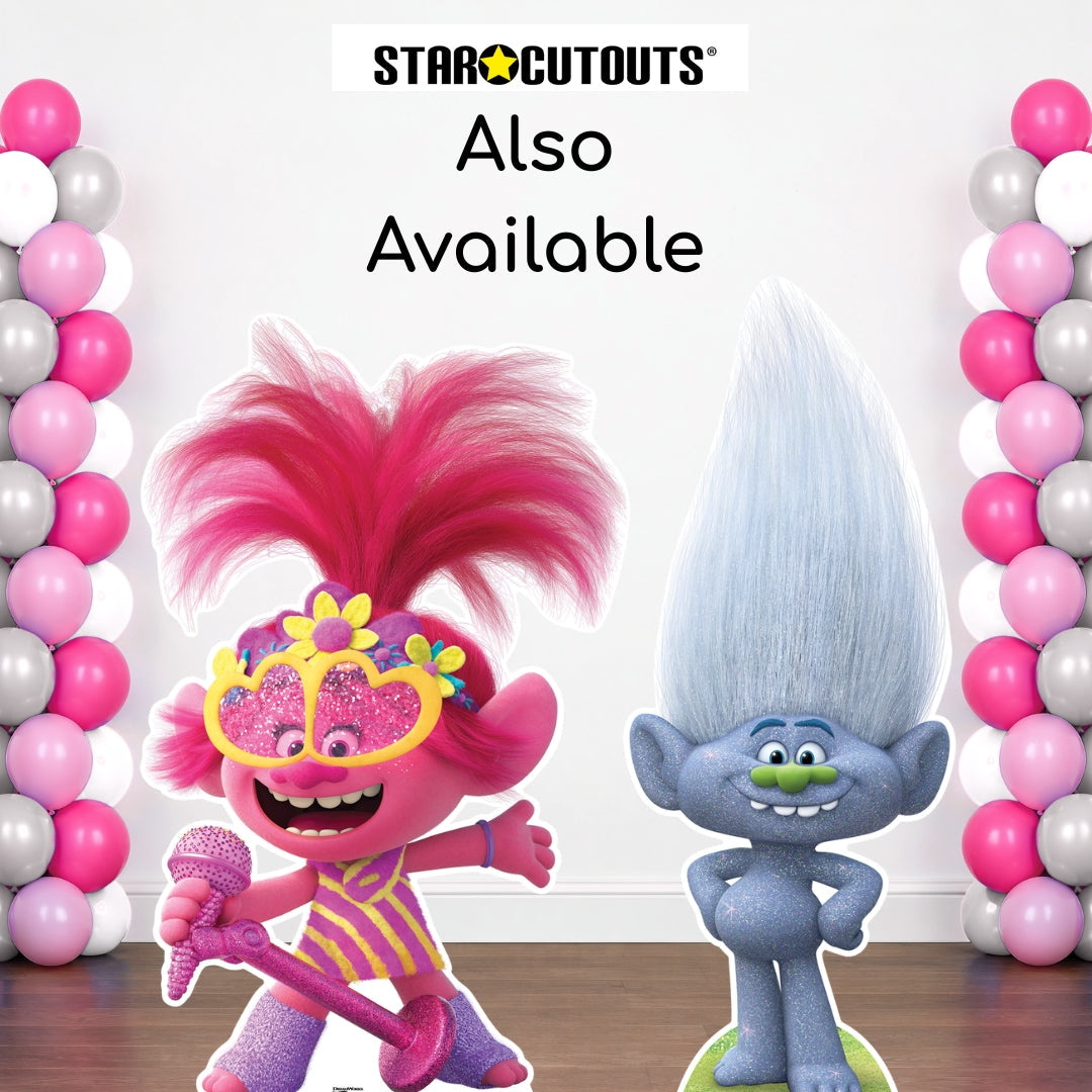SC1494 Poppy MINI Microphone Heart Glasses Trolls World Tour Cardboard Cut Out Height 95cm