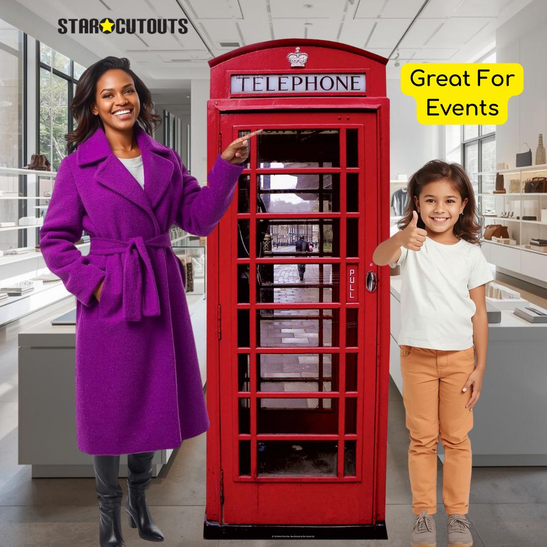 SC162 Red British Telephone Box Cardboard Cutout Height 191cm