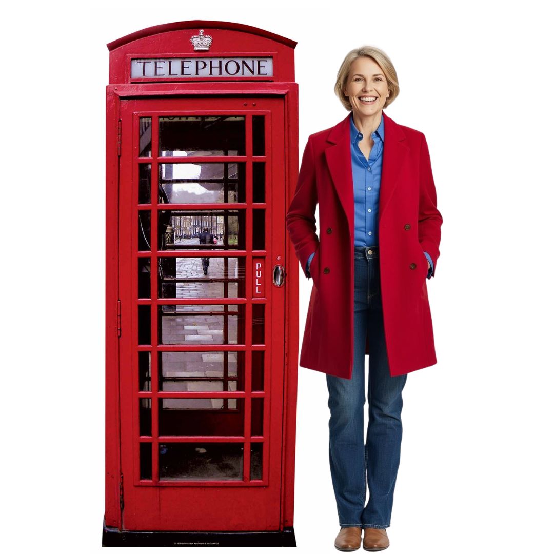 SC162 Red British Telephone Box Cardboard Cutout Height 191cm