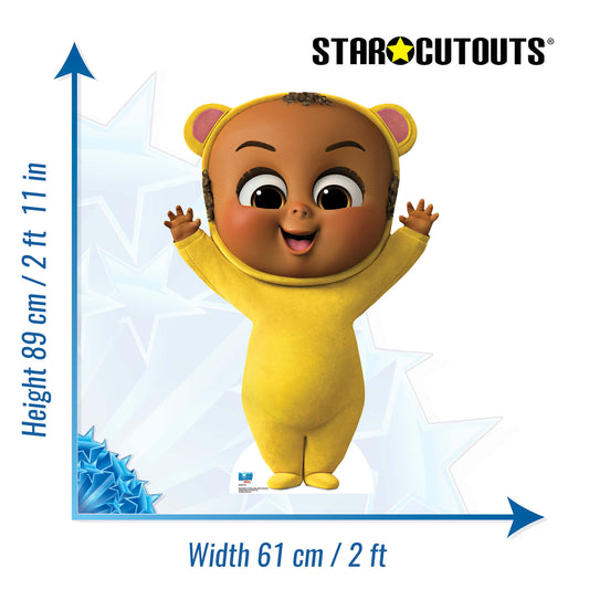 SC4037 Eric Yellow Bear Jumpsuit Cardboard Cut Out Height 89cm