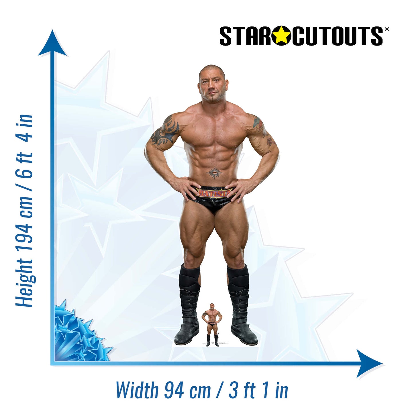 SC4096 Batista WWE Cardboard Cut Out Height 194cm