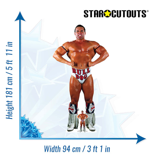 SC4166 British Bulldog WWE Cardboard Cut Out Height 181cm
