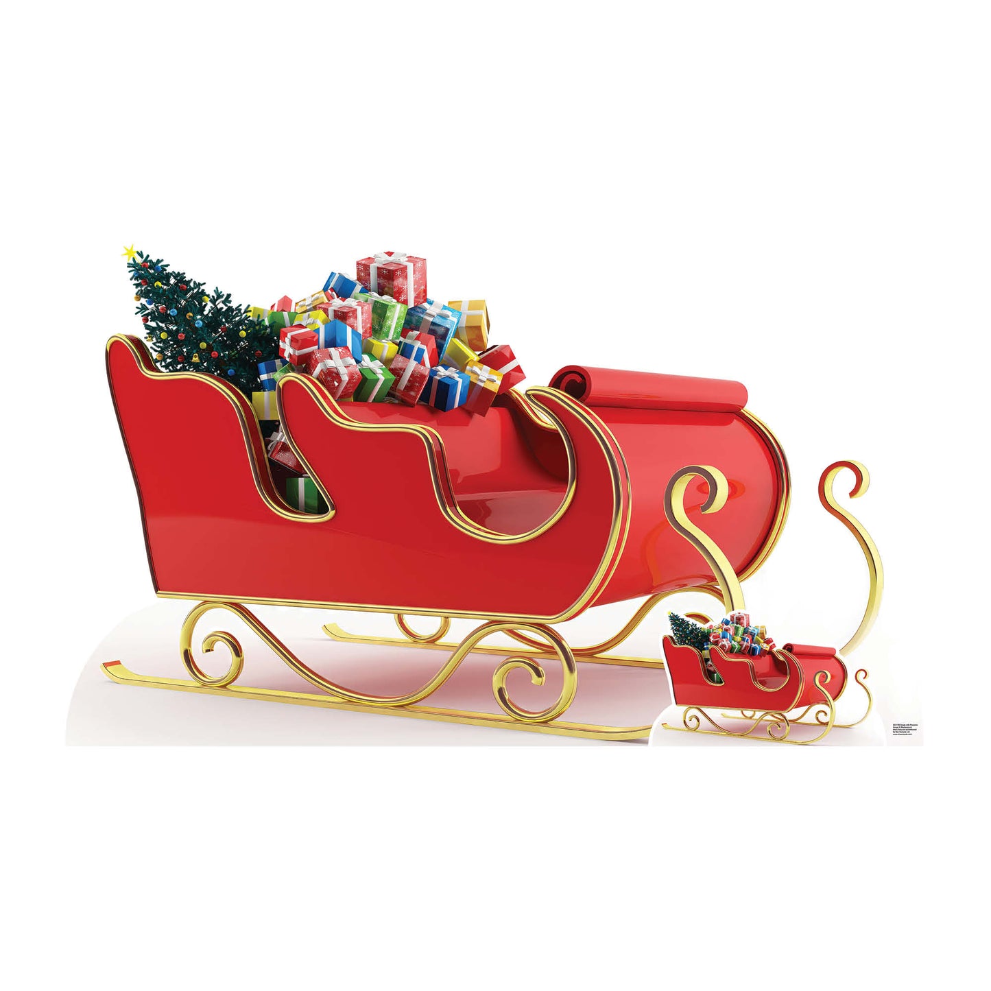 SC4198  Santa Claus Father Christmas Sleigh with Presents Cardboard Cut Out Height 93cm
