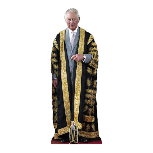 SC4207 King Charles III Gold Cardboard Cut Out Height 179cm