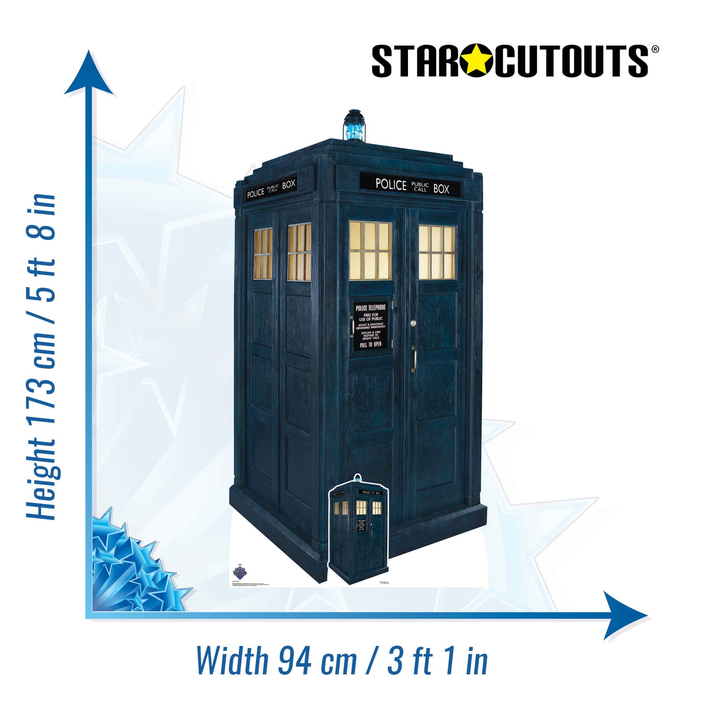 SC4391 TARDIS Police Box Doctor Who  Cardboard Cut Out Height 173cm Doctor Who Cardboard Cutouts | Life Size Characters UK