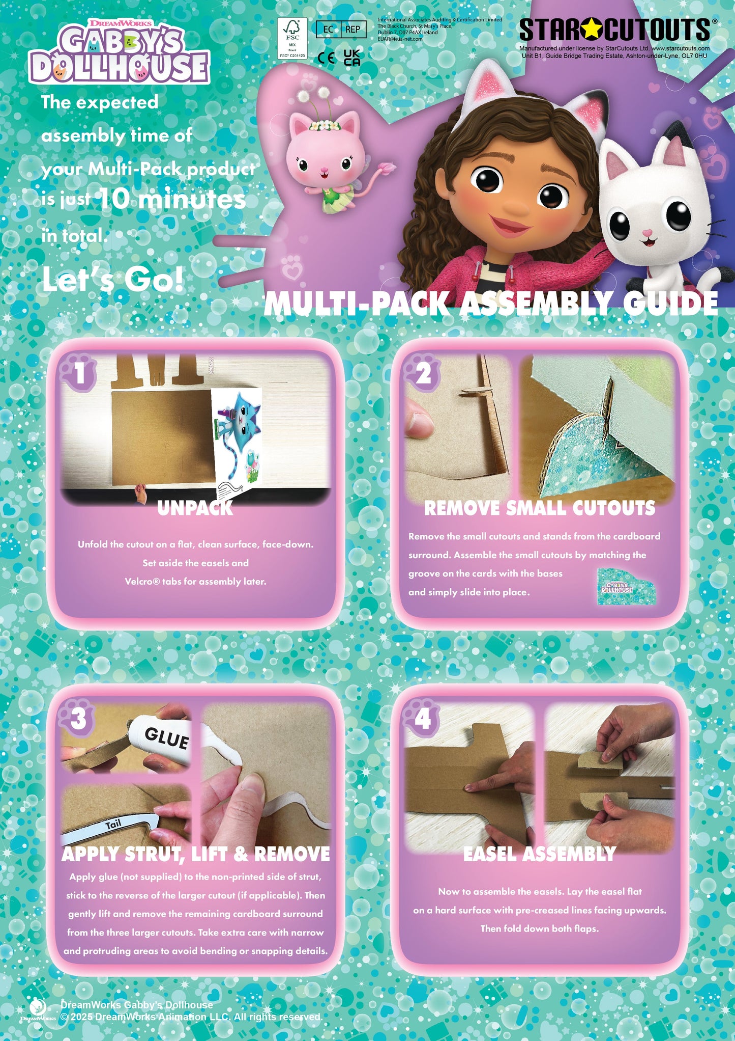 SC4564 Pandy Paws, CatRat, Pillow Cat Cardboard Cutout Decoration  Multi Pack Bundle - Gabbys Dolhouse Height 56cm
