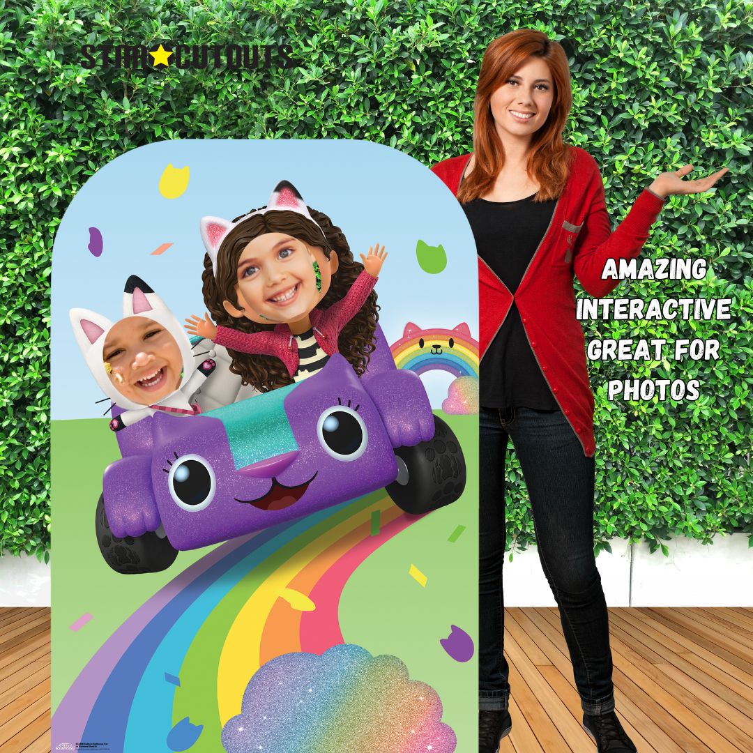 SC4566 Gabbys Dollhouse Carlita, Pandy Paws Driving on Rainbow Stand-In Cardboard Cut Out Height 131cm