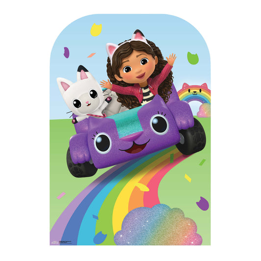 SC4566 Gabbys Dollhouse Carlita, Pandy Paws Driving on Rainbow Stand-In Cardboard Cut Out Height 131cm