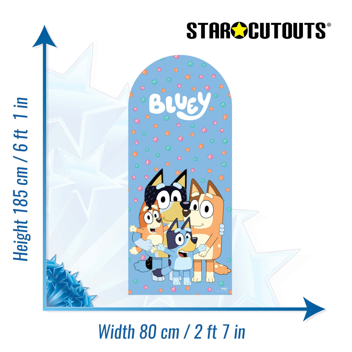 SC4574 Bluey Heeler Family Backdrop Cardboard Cut Out Height 185cm
