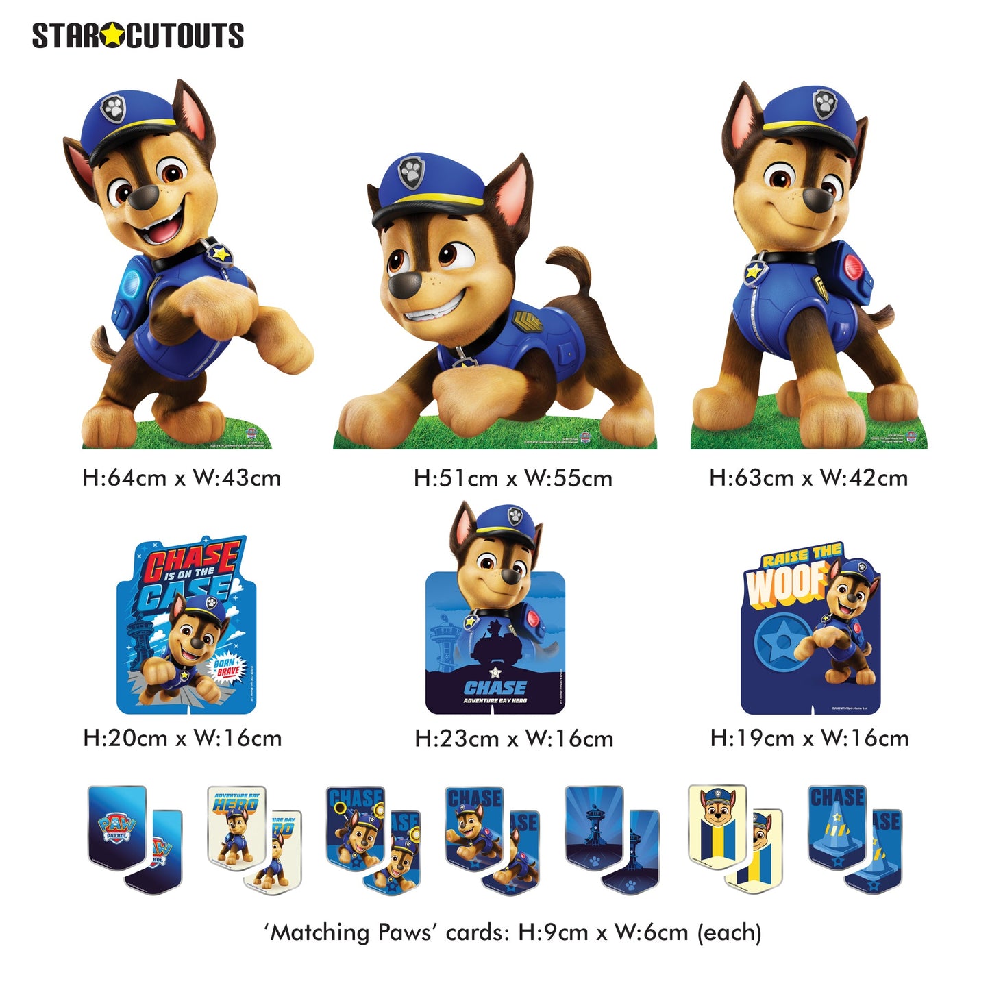 SC4597 Three Chase Paw Patrol  Multi Pack Bundle Cardboard Cut Outs Height 66cmPaw Patrol Cardboard Cutouts UK | Kids Party Decorations