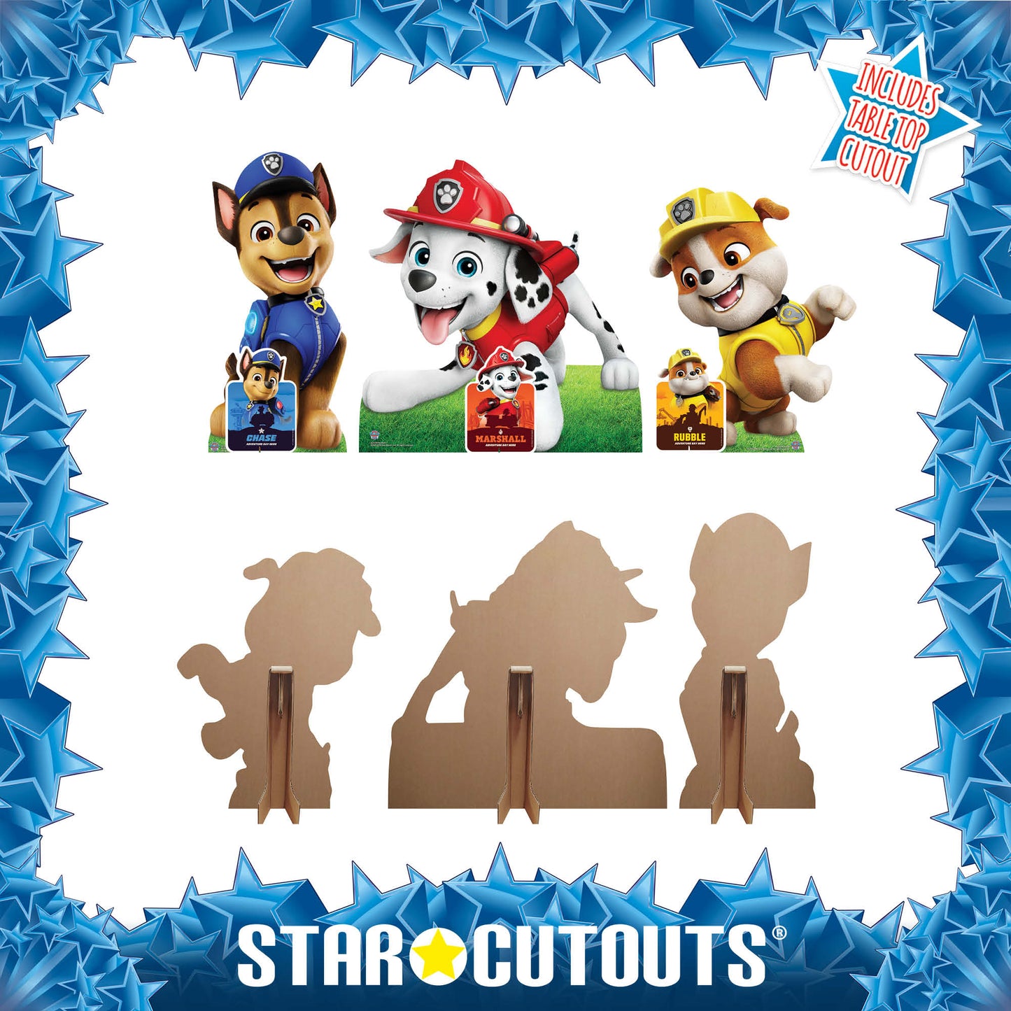 SC4598 Chase, Marshall and Rubble Paw Patrol  Multi Pack Bundle Cardboard Cut Outs Height 66cm