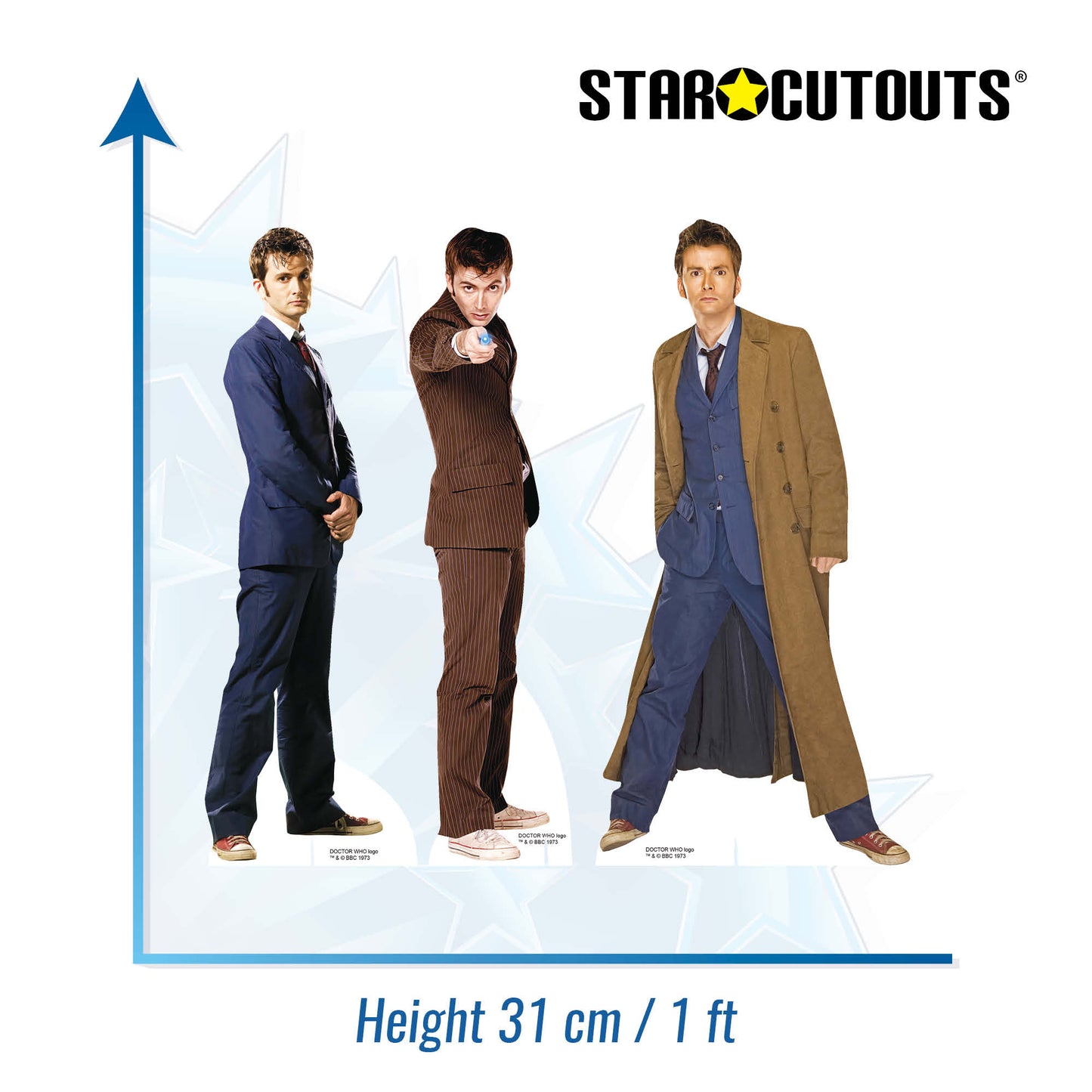 SC4643 Doctor Who The Tenth Doctor Shelf Top Set of Three Cardboard Cut Out Height 31cm