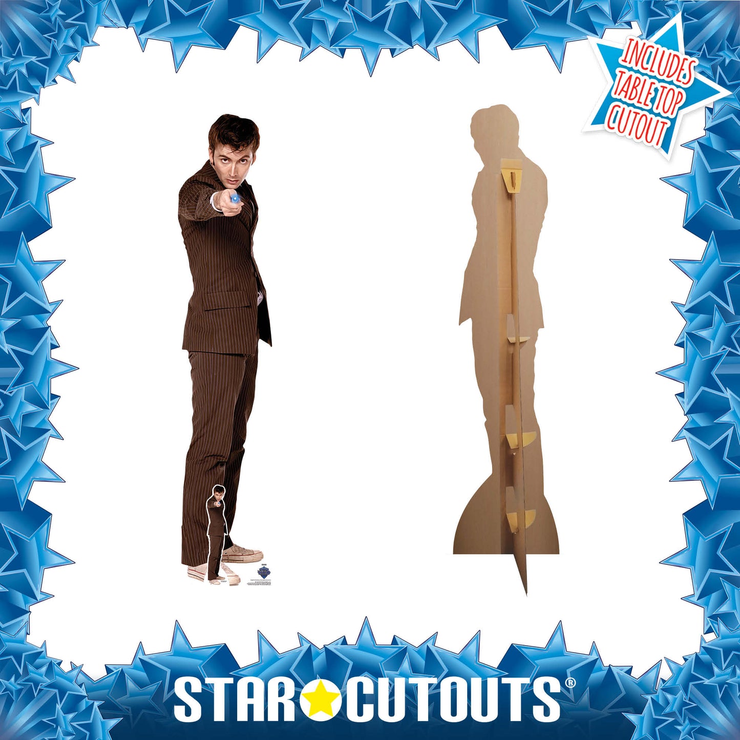SC4645 Dr Who The Tenth Doctor Pointing Sonic Screwdriver Cardboard Cut Out Height 185cm Doctor Who Cardboard Cutouts | Life Size Characters UK